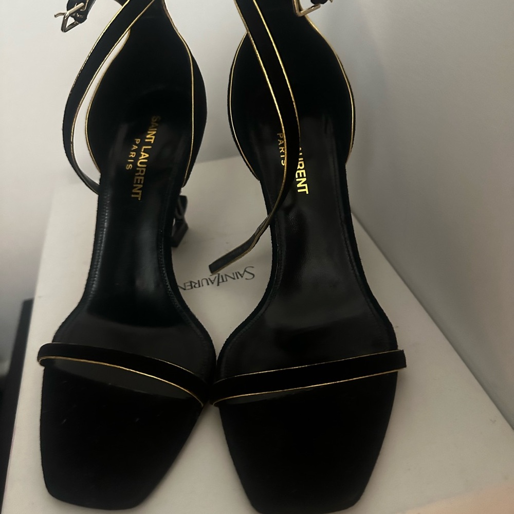 Saint Laurent Black and Gold Women's Heels